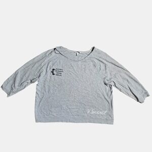 Victoria's Secret Logo Sequined Boxy Crop 3/4 Sleeve Top‎ XL Cotton Blend Basic